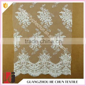 HC-5620-1 Hechun Pure White Beaded China Bridal Lace Fabric for Wedding Gowns 2016