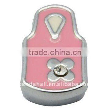 Alloy Enamel Slide Charms, with Rhinestone, Bottle, Nickel Color, 8.2x13x4.4mm, hole: 8x1.6mm(ENAM-H156-1)