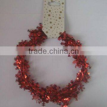 HOT SALE! 9 Feet Red Metallic PVC Snowflake Wire Tinsel Garlands