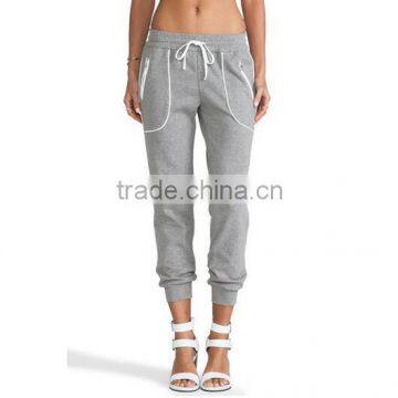 Womens grey 100 cotton fleece jogger pants wholesale