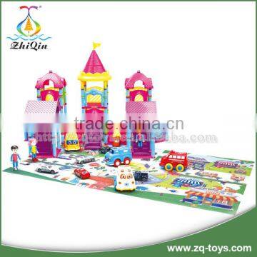 Kids educational plastic building blocks toys creative building block toys amusement park cars for sales