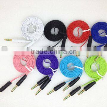 Colorful flat 3.5mm Audio Extension AUX Cable for iphone4/4s