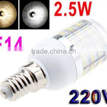 220V/110V E14/E27 2.5W 48 SMD3528 LED Corn Light Bulb Lamp with Cover White/Warm white Led