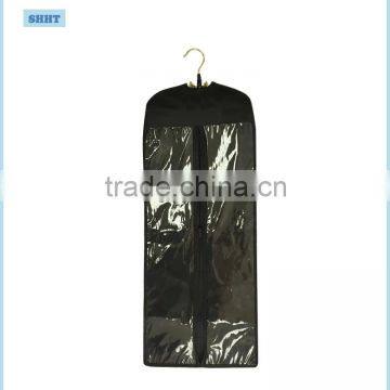 black non woven bag and hanger for virgin hair with clear window