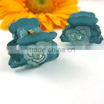 New Hair Clips Acryl Rhinestone Green Rose Pet A Pair