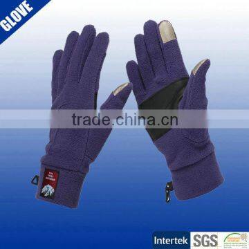 ladies purple color top quality winter warm and soft touch screen fleece gloves