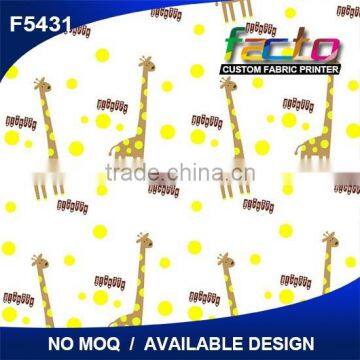 Custom Digital Printed Cotton Lycra Fabric, 150cm 220gsm Small Quantity