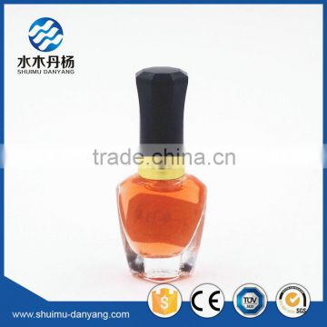 Fancy flat 10ml cap with brush clear glass nail polish bottle