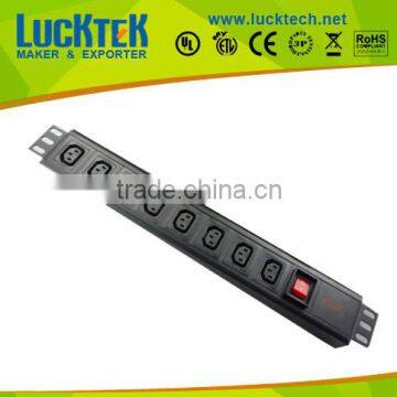 8way PDU sockets,IEC C13 8 ways outlets PDU,Rack Mount Power,with on/off switch