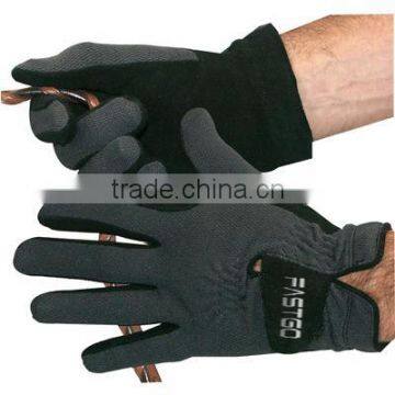 Black Artificial leather horse riding gloves