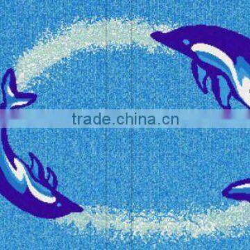 Swimming Pool Double Dolphin Pattern Glass Mosaic Tile Can customize