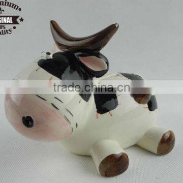 ceramic custom cow coin bank