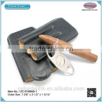 Luxury cigar cutter with leather case wholesale