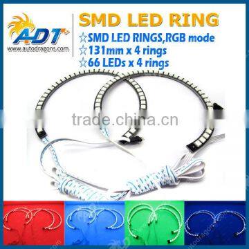 For BMW E36 E46 Headlight 131mm x 4 semi rings RGB SMD LED Angel Eyes Halo Ring Kit