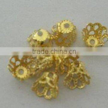 jewelry findings,brass gold plated flower beads end caps