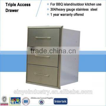 Barbecue island stainless 3 drawer cabinet