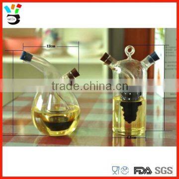 Double use table cruet container man blown oil & vinger glass bottle
