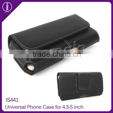 Universal Smartphone PU leather case Black Leather Cover, fit for 4.3-5 inch mobile phone