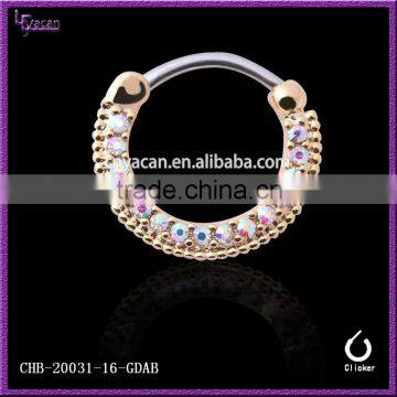Attractive Design Round Paved Gems Septum Piercing photo-2