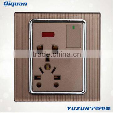 Universal socket with switch and neon transparent switch