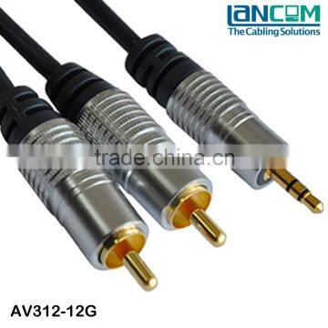 LC High Performance aux cable, Gold Plated 3.5mm stereo cable male to male, rca cable