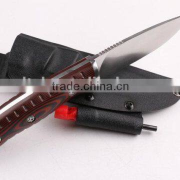 OEM Wood Outdoor Multi Military Knife With Fire Starter and Whistle photo-5