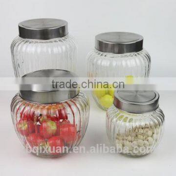 Gift Glass Storage Jar with Metal Lid/ Glass Food Container