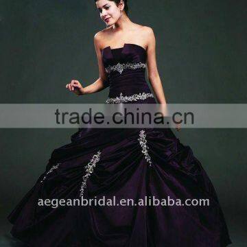 Style XZ-pd1219 Top dark purple taffeta ball gown floor-length pretty quinceanera dresses