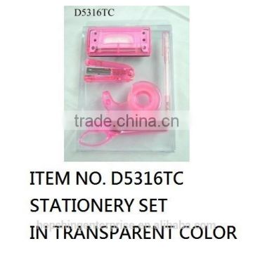 Stationery set in transparent color