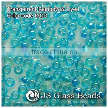 High Quality Fashion JS Glass Seed Beads - R010# Rainbow Dyed Ocean Blue Transparent Rocailles Beads For Garment & Jewelry