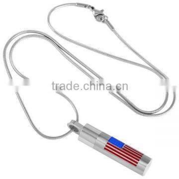 SRP8461Military Memorials USA Flag on Perfume Bottle Cylinder Stainless Steel Cremation Jewelry Pendant photo-4