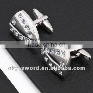 Fashion Stainless steel cufflinks with zircon SC100011