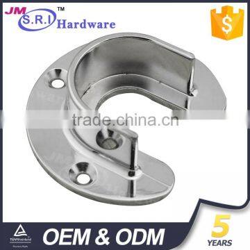 U shape zinc alloy wardrobe hanging rail tube support