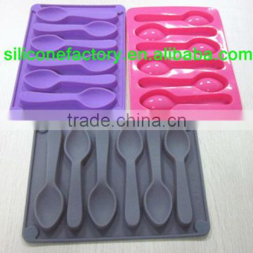 2014 hot selling 6 hole silicone spoon shape ice mold