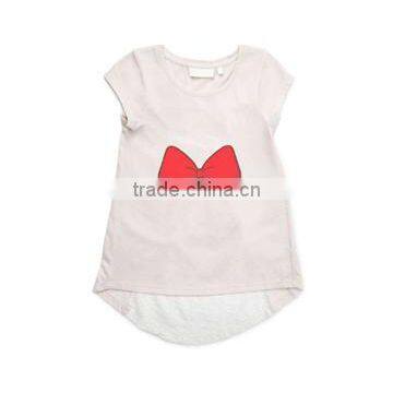 custom logo imprinted girls pink bowknot t-shirt boys33