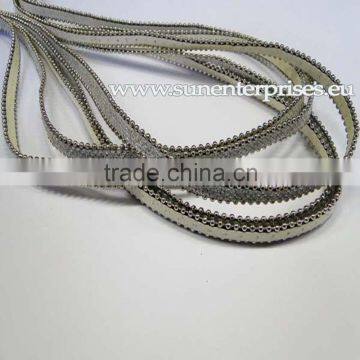 Leather With Chain - Eco Leather with silver chain_10mm_White