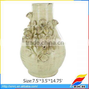 Custom Cream Ceramic Vase With Roses