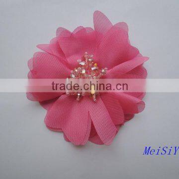 Exquisite 10CM diameter chiffon flower with beads