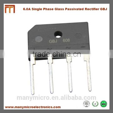 6A 50V-1000V Single Phase Glass passivated Bridge Rectifier GBJ608