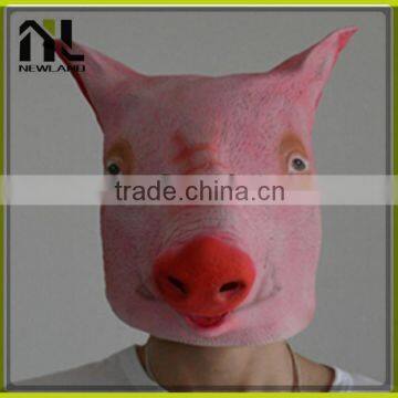 2015China Manufacture Latex Animal Pink Pig Full Head Mask