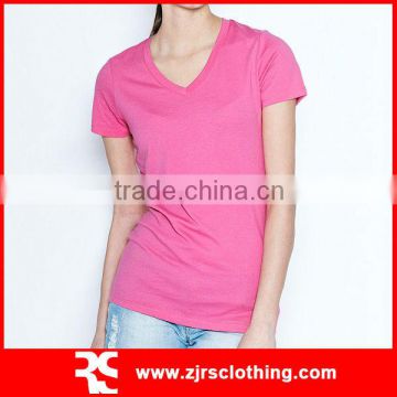 Female Promotional T-shirt 100% Cotton Classic V Neck T shirt