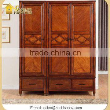 Double-Door Wood Wardrobe Armoire With 2- Drawers
