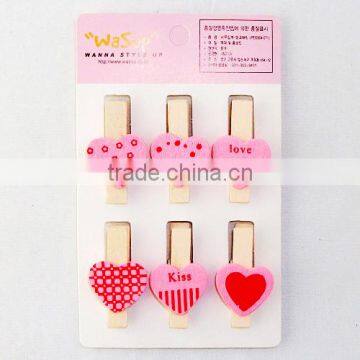 Valentine's day pegs wooden valentine clips red heart pegs for valentine's day