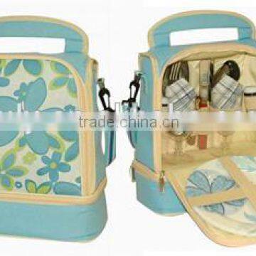 fashion 600D polyester tote insulated picnic bag for two person