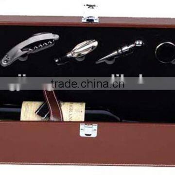 1 wine bottle and wine set gift box in leather material
