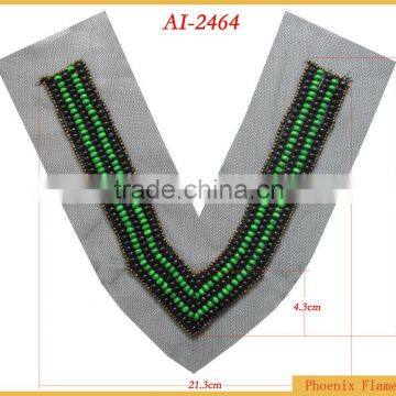 Colorful wood beads applique AI-2464