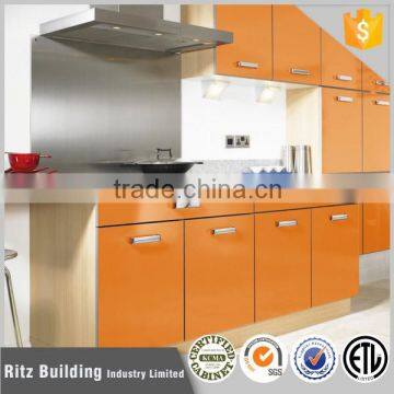 Orange color kitchen design modern modular kitchen cabinet