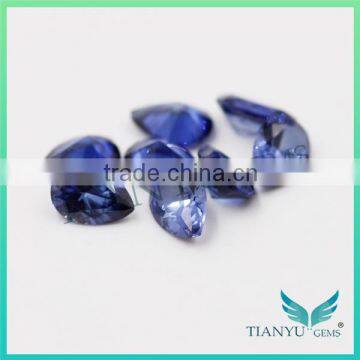 Wholesale Loose Synthetic Colored Stones #33 5*7m blue Pear Cut Sapphire Lab Creat Corundum gemstone price