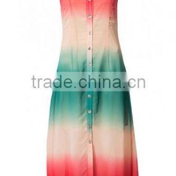 Multicolor Striped Single Sleeveless Dress Print Chiffon Dress