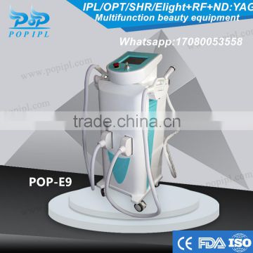 515-1200nm Hair Removal Equipmen POPIPL CHINA E Light/IPL/OPT/ SHR/ SSR + RF + Nd Yag Laser Professional